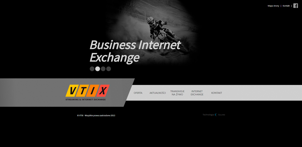 Strona internetowa VTIX Streaming&Internet Exchange