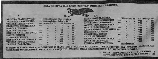 Nekrolog w Dzienniku Łódzkim z 21 lipca 1948 roku