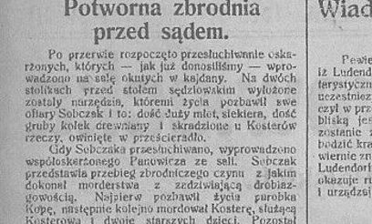 Tak o zbrodni pisała Gazeta Wągrowiecka w 1923 roku