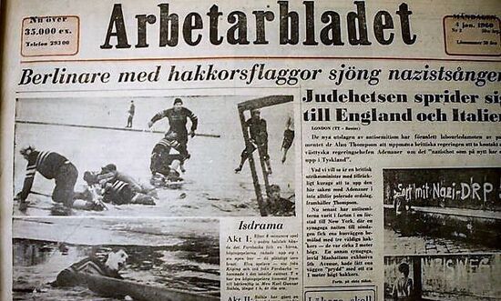 Pierwsza strona Arbetarbladet z 4.01.1960