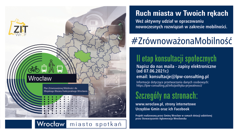 Przypominamy, że trwa II etap konsultacji społecznych dla Planu Zrównoważonej Mobilności dla Miejskiego Obszaru Funkcjonalnego Wrocławia