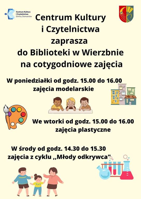 FILIA BIBLIOTEKI W WIERZBNIE ZAPRASZA !!!