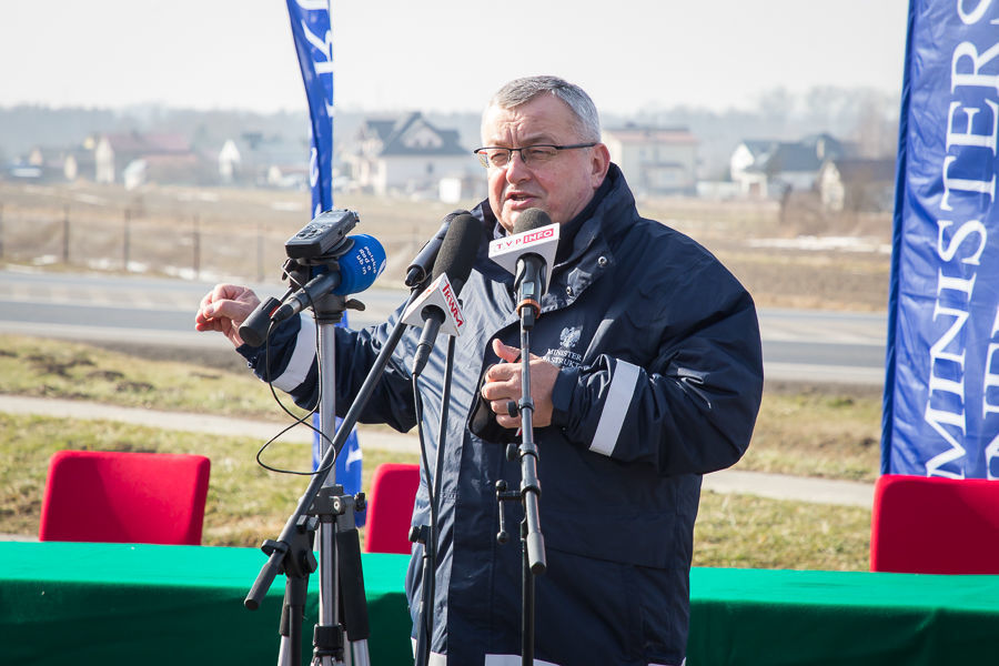 Na zdjęciu przemówienie Ministra Infrastruktury Andrzeja Adamczyka