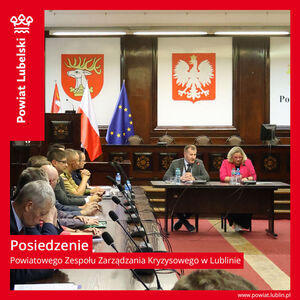 Posiedzenie Powiatowego Zespołu Zarządzania Kryzysowego w Lublinie.