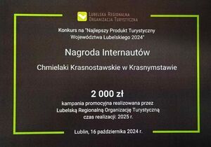 Chmielaki Krasnostawskie Najlepszym Produktem Turystycznym Województwa Lubelskiego 2024 