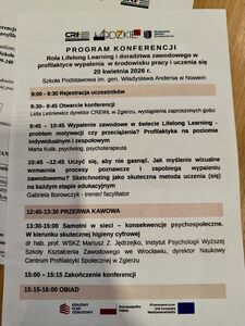 Konferencja pt.: „Rola Lifelong Learning i doradztwa zawodowego w profilaktyce wypalenia w środowisku pracy i uczenia się”
