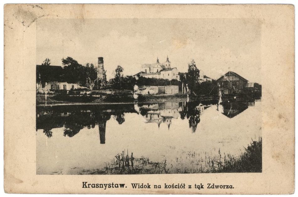[MK/H?1038] Krasnystaw. Widok na kościół od strony łąk. 1919 r.