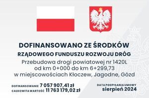 Postęp prac przy przebudowie drogi powiatowej Nr 1420L w miejscowościach Kłoczew, Jagodne i Gózd 