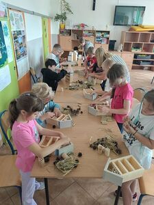 Warsztaty ekologiczno- przyrodnicze w Szkole Podstawowej w Janowcu „Budujemy domki dla owadów”.