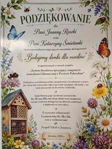 Warsztaty ekologiczno- przyrodnicze w Szkole Podstawowej w Janowcu „Budujemy domki dla owadów”.