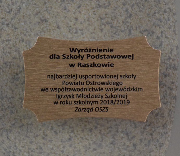 Szkoła Podstawowa w Raszkowie najlepsza w Powiecie Ostrowskim w roku szkolnym 2018/2019.