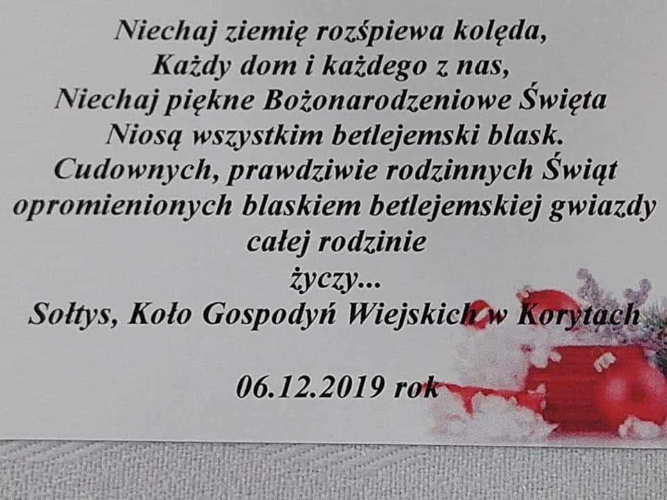 Spotkanie Opłatkowe w Korytach