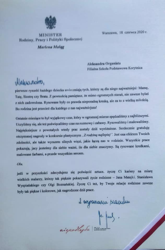 Ola Organista ze szkoły w Korytnicy z wizytą w Ministerstwie Sprawiedliwości