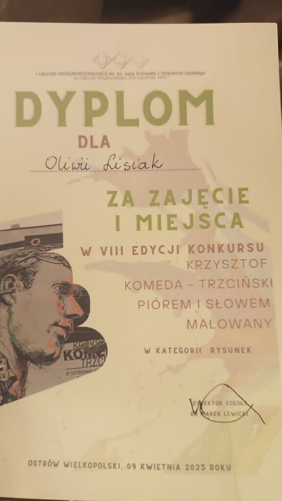 Oliwia Lisiak laureatką konkursu plastycznego