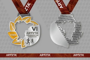 Wzór pamiątkowego medalu za udział w strzegomskim półmaratonie