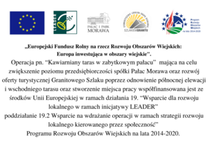 Tablica z informacją o dofinansowaniu ze środków Europejskiego Funduszu na Rzecz Rozwoju Obszarów Wiejskich: Europa inwestuje w obszary wiejskie”