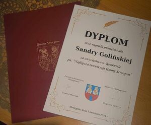 Dyplom dla Sandry Golińskiej