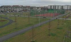 Na zdjęciu widoczny jest Park Sportowy uchwycony z drona