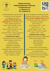 Opis zajęc w Miejskiej Bibliotece Publicznej w języku ukraińskim