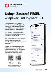 Zastrzeż PESEL i chroń swoje dane w mObywatelu 2.0 - ulotka