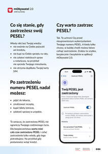 Zastrzeż PESEL i chroń swoje dane w mObywatelu 2.0 - ulotka