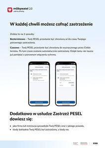 Zastrzeż PESEL i chroń swoje dane w mObywatelu 2.0 - ulotka