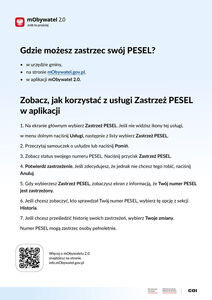 Zastrzeż PESEL i chroń swoje dane w mObywatelu 2.0 - ulotka