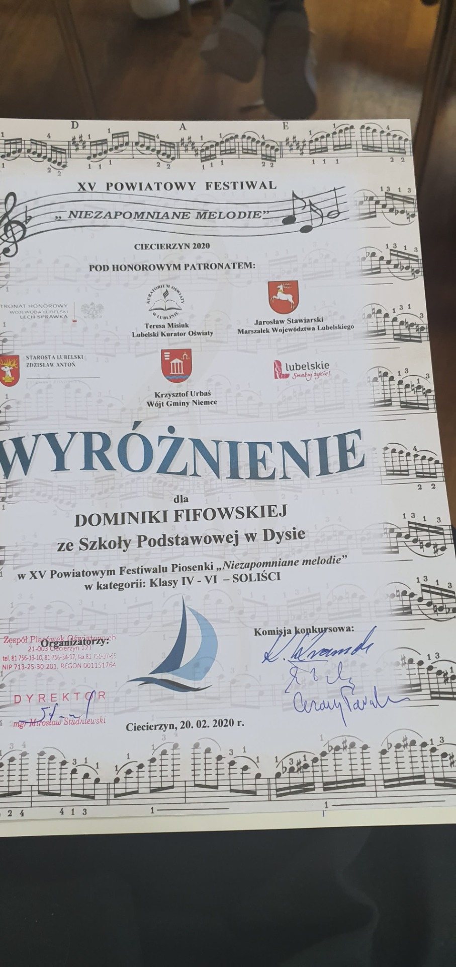 II miejsce w Festiwalu Piosenki &quot;Niezapomniane Melodie&quot;