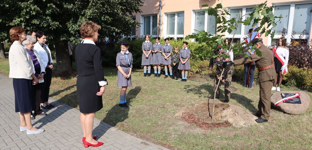 Komitet dokonuje ceremonii posadzenia dębu