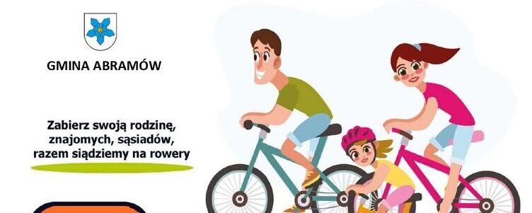 Alternatywny opis: Plakat wydarzenia "I Rodzinny rajd rowerowy " z datą 21 Lipca 2024. Grafika przedstawia rodzinę jadącą na tandemie przeciw tłu rozgwiazd i ryb, ilustrując motyw rowerowy.