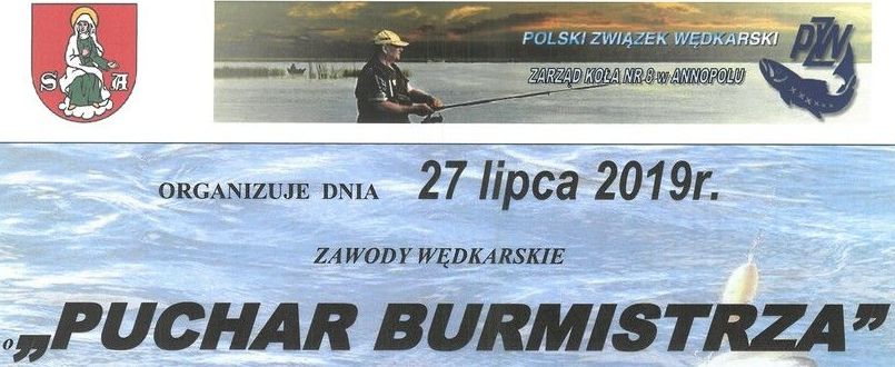 Kawałek plakatu ZAWODY WĘDKARSKIE "PUCHAR BURMISTRZA"