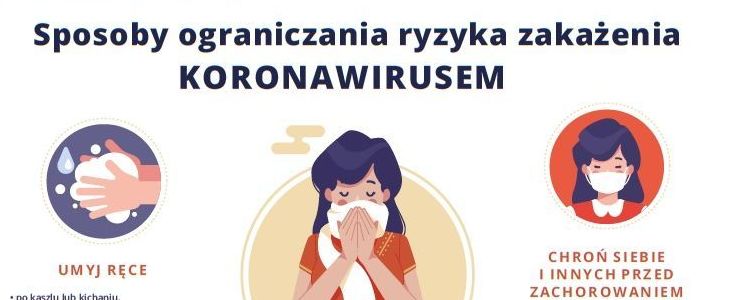 Wykadrowana część plakatu Sposoby ograniczenia ryzyka zakażeniem koronawirusem