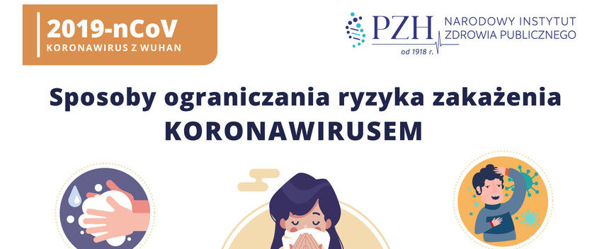 Wykadrowana część plakatu - Sposoby ograniczania ryzyka zakażenia Koronawirusem