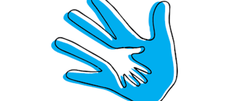 Logo dłoń niebieska na niej dłoń biała
