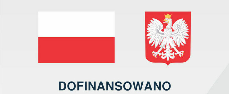 flaga i godło polski i napis DOFINANSOWANO