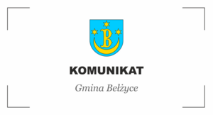 Grafika przedstawia na środku herb gminy Bełżyce, poniżej znajduje się napis koloru czarnego komunikat Gmina Bełżyce.