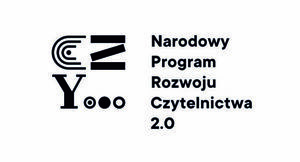 Grafika zawiera czarny tekst Narodowy Program Rozwoju Czytelnictwa 2.0