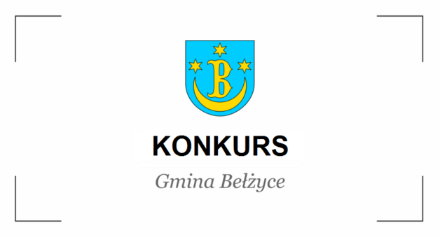 Grafika przedstawia po środku herb gminy Bełżyce, poniżej czarny napis: KONKURS Gmina Bełżyce.