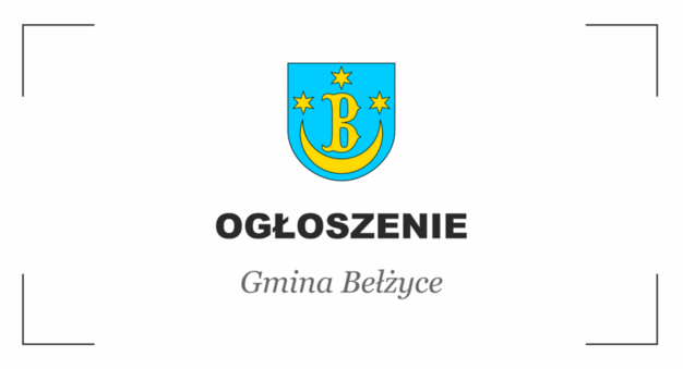 Herb Gminy Bełżyce z napisem Ogłoszenie