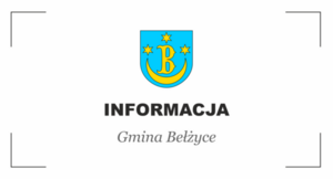 Herb Gminy Bełżyce z czarnym napisem INFORMACJA