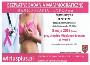 Bezpłatne badania mammograficzne.