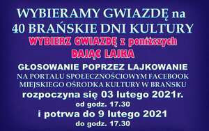 Głosowanie na gwiazdę Brańskich Dni Kultury 2021