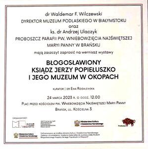 WYSTAWA "BŁOGOSŁAWIONY KSIĘDZ JERZY POPIEŁUSZKO I JEGO MUZEUM W OKOPACH"