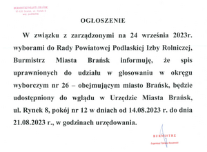 Wybory do Rady Powiatowej Podlaskiej Izby Rolniczej