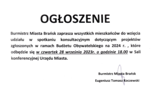 Spotkanie ws. Budżetu Obywatelskiego na 2024 r.