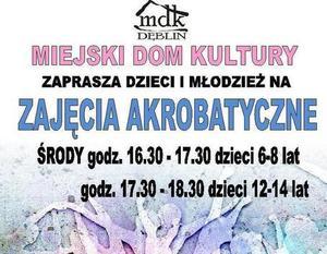 Miejski Dom Kultury Zaprasza dzieci i młodzież na Zajęcia Akrobatyczne