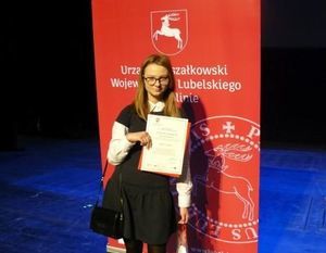 Uczennica SP nr 5 stypendystką programu „Lubelskie wspiera uzdolnionych 2018 – 2019”