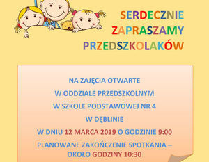  Zajęcia otwarte w oddziale przedszkolnym w SP nr 4