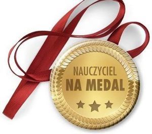 Baner z napisem Nauczyciel na medal