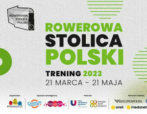 Grafika z napisami ROWEROWA STOLICA POLSKI i logotypami